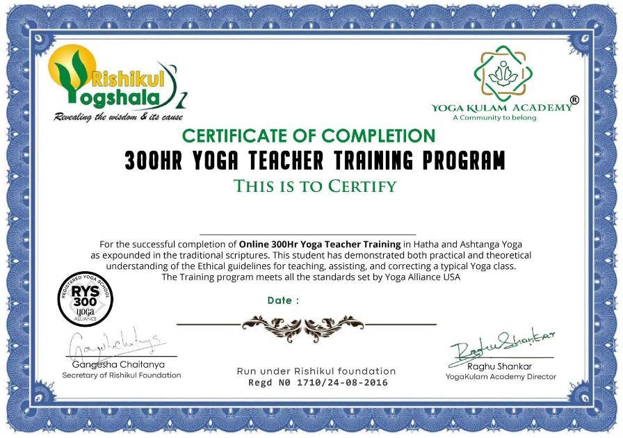 300hr certificate